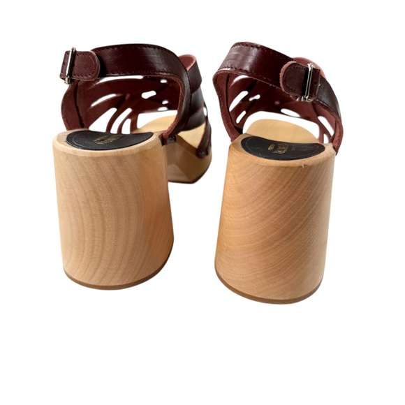 NEW Swedish Hasbeens Vivi Leather Clog Sandal Bordeaux  size 40 or 10 - Picture 5 of 12